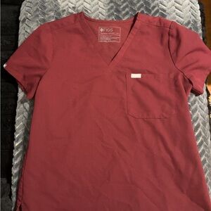 Figs Women's Catarina Short Sleeve Burgundy Top